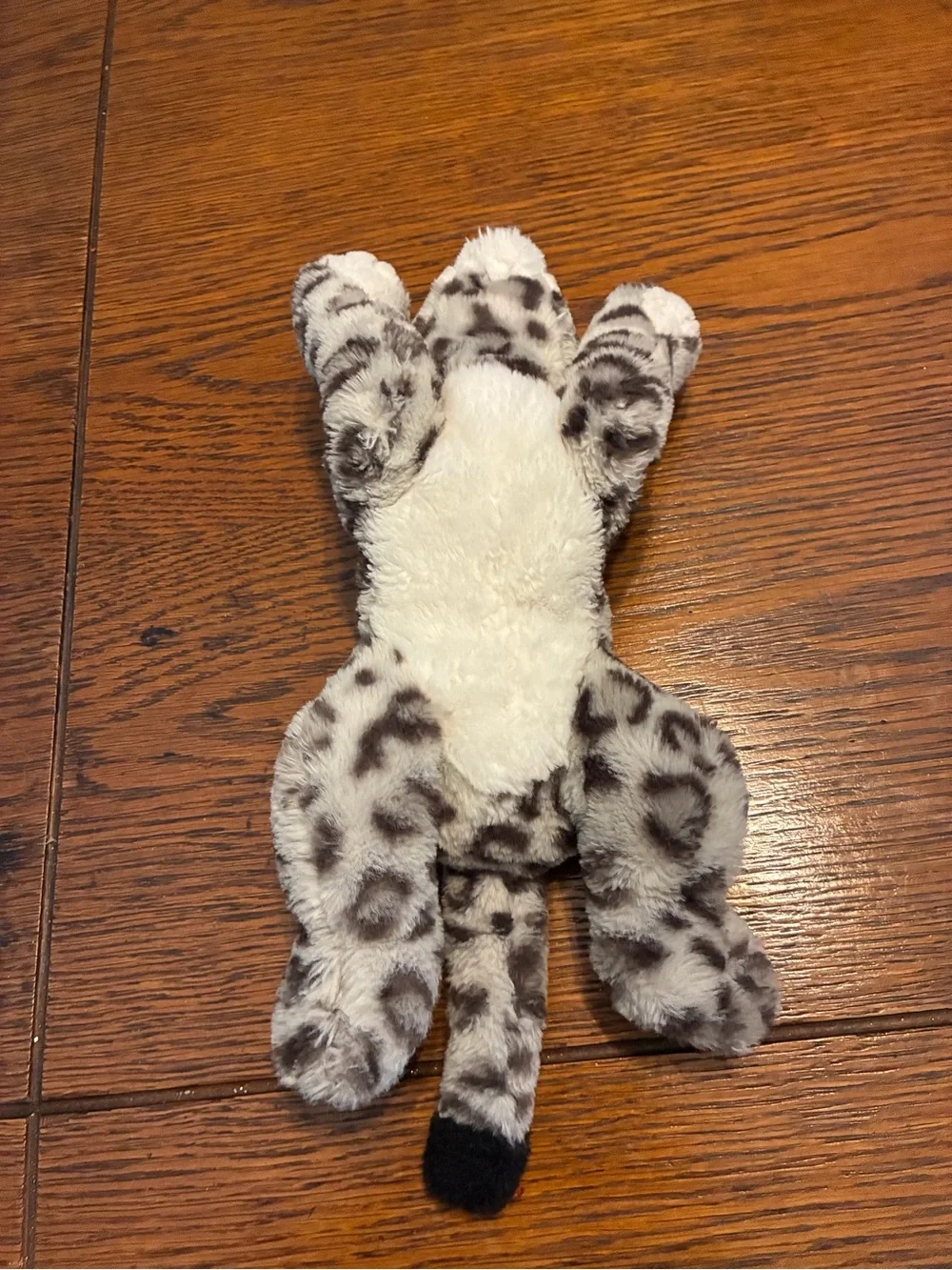 Plush Snow Leopard Pet Toy - Gray & White